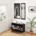 ΣΕΤ ΕΙΣΟΔΟΥ ΜΕ ΚΑΘΡΕΠΤΗ VERN HM2476.02 ΜΕΛΑΜΙΝΗ ΣΕ WENGE 80x27x175Υεκ - Image 4