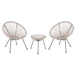 ΣΕΤ ΕΞΩΤΕΡΙΚΟΥ ΧΩΡΟΥ 3ΤΜΧ ACAPULCO HM11861.03 P.E.RATTAN ΕΚΡΟΥ-ΜΕΤΑΛΛΟ ΣΕ ΜΑΥΡΟ