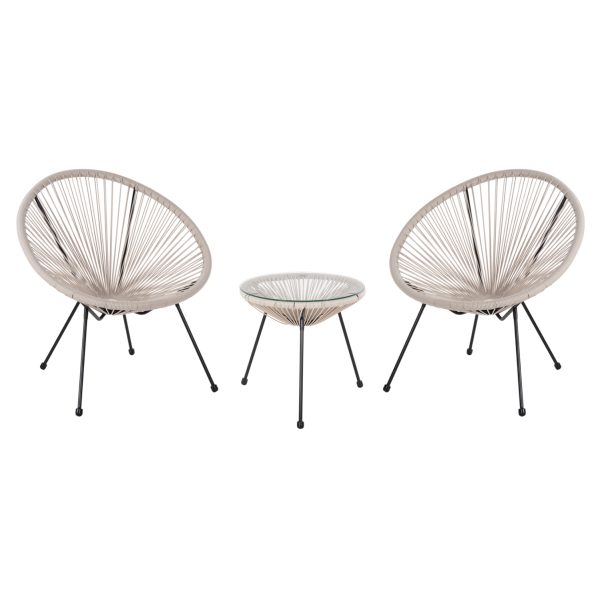 ΣΕΤ ΕΞΩΤΕΡΙΚΟΥ ΧΩΡΟΥ 3ΤΜΧ ACAPULCO HM11861.03 P.E.RATTAN ΕΚΡΟΥ-ΜΕΤΑΛΛΟ ΣΕ ΜΑΥΡΟ