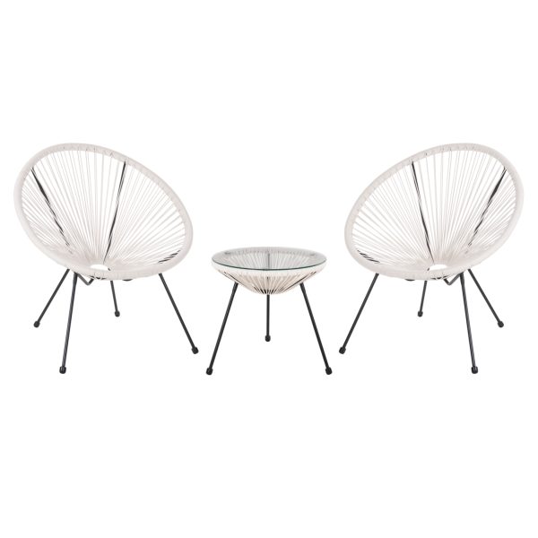 ΣΕΤ ΕΞΩΤΕΡΙΚΟΥ ΧΩΡΟΥ 3ΤΜΧ ACAPULCO HM11861.12 P.E.RATTAN ΛΕΥΚΟ-ΜΕΤΑΛΛΟ ΣΕ ΜΑΥΡΟ
