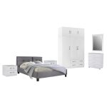 ΣΕΤ ΚΡΕΒΑΤΟΚΑΜΑΡΑΣ 6ΤΜΧ CARLY HM10884.05 ΜΕΛΑΜΙΝΗ ΛΕΥΚΗ-ΥΦΑΣΜΑ ΓΚΡΙ