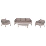 ΣΕΤ ΣΑΛΟΝΙ 4ΤΜΧ MAHAL HM6424.02 ΚΡΕΜ ΑΛΟΥΜΙΝΙΟ--ΜΠΕΖ OLEFIN & ΣΧΟΙΝΙ STRAP