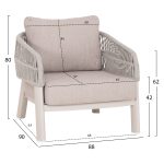 ΣΕΤ ΣΑΛΟΝΙ 4ΤΜΧ MAHAL HM6424.02 ΚΡΕΜ ΑΛΟΥΜΙΝΙΟ--ΜΠΕΖ OLEFIN & ΣΧΟΙΝΙ STRAP - Image 3