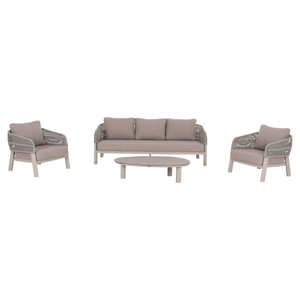 ΣΕΤ ΣΑΛΟΝΙ 4ΤΜΧ MAHAL HM6424.02 ΚΡΕΜ ΑΛΟΥΜΙΝΙΟ--ΜΠΕΖ OLEFIN & ΣΧΟΙΝΙ STRAP