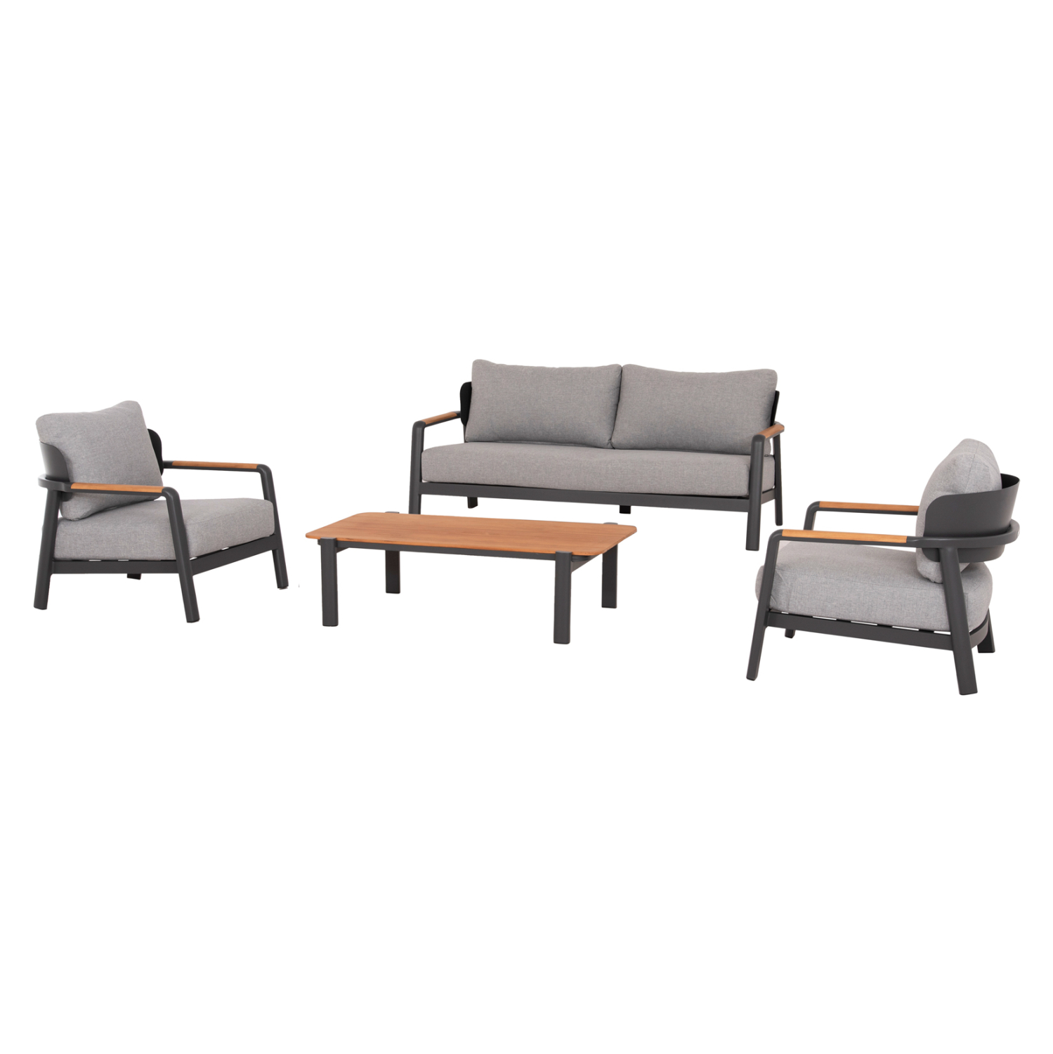 set-saloni-exchoroy-4tmch-fb9619501-gkri ΣΕΤ ΣΑΛΟΝΙ ΕΞ.ΧΩΡΟΥ 4ΤΜΧ ELARA ΗΜ6195.01 ΓΚΡΙ ΑΛΟΥΜΙΝΙΟ & OLEFIN-TEAK ΦΥΣΙΚΟ - Image 1