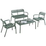 ΣΕΤ ΣΑΛΟΝΙ ΕΞΩΤΕΡΙΚΟΥ ΧΩΡΟΥ 4ΤΜΧ KORVER HM21096.05 ΠΟΛΥΠΡΟΠΥΛΕΝΙΟ DARK OLIVE GREEN
