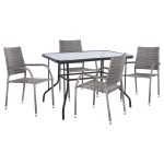 ΣΕΤ ΤΡΑΠΕΖΑΡΙΑΣ 5ΤΜΧ ΕΞ.ΧΩΡΟΥ ADAM HM10873.02 ΜΕΤΑΛΛΟ & WICKER ΣΕ ΓΚΡΙ