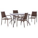 ΣΕΤ ΤΡΑΠΕΖΑΡΙΑΣ 5ΤΜΧ ΕΞ.ΧΩΡΟΥ ADAM HM10873.01 ΜΕΤΑΛΛΟ & WICKER ΣΕ ΚΑΦΕ