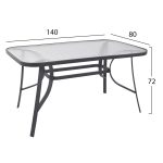 ΣΕΤ ΤΡΑΠΕΖΑΡΙΑΣ 5ΤΜΧ BECK HM10729.01 ΚΑΡΕΚΛΕΣ ΜΕΤΑΛΛΙΚΕΣ & ΤΡΑΠΕΖΙ 140x80εκ ΓΚΡΙ - Image 2