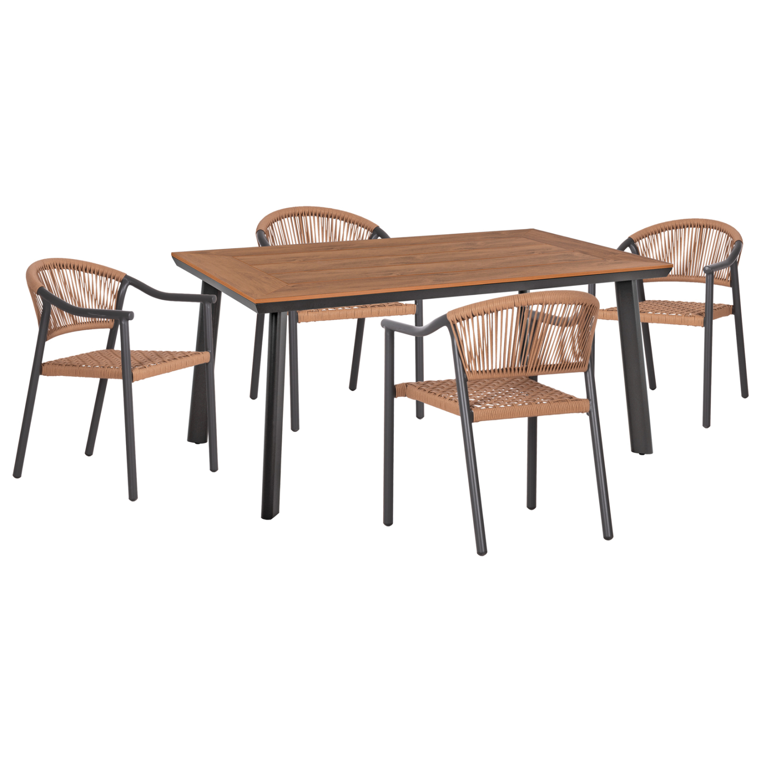 set-trapezarias-5tmch-fb91083310-aloym-s ΣΕΤ ΤΡΑΠΕΖΑΡΙΑΣ 5ΤΜΧ KERLY HM10833.10 ΑΛΟΥΜ. ΣΚΟΥΡΟ ΓΚΡΙ--POLYWOOD--P.E.RATTAN ΜΠΕΖ - Image 1