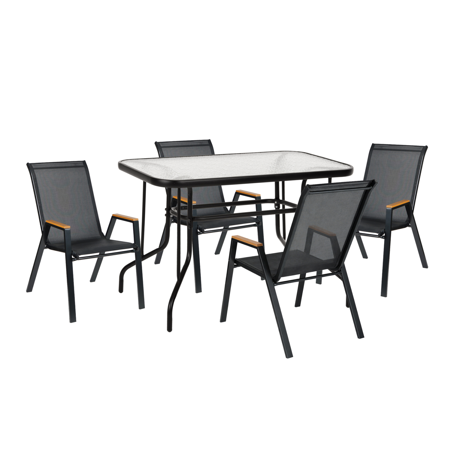 set-trapezarias-5tmch-fb91083503-karekle ΣΕΤ ΤΡΑΠΕΖΑΡΙΑΣ 5ΤΜΧ LEONE HM10835.03 ΚΑΡΕΚΛΕΣ ΜΕΤΑΛΛΙΚΕΣ & ΤΡΑΠΕΖΙ 110x60εκ ΜΑΥΡΟ - Image 1