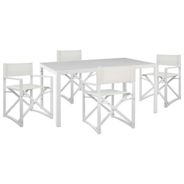 ΣΕΤ ΤΡΑΠΕΖΑΡΙΑΣ 5ΤΜΧ DUPRE HM21021 ΚΑΡΕΚΛΕΣ ΑΛΟΥΜ. & ΜΕΤΑΛ.ΤΡΑΠΕΖΙ 150x90εκ--ΛΕΥΚΟ