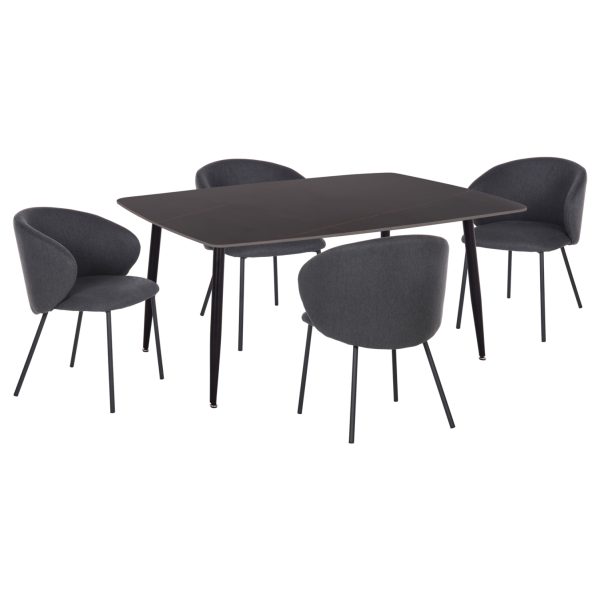 ΣΕΤ ΤΡΑΠΕΖΑΡΙΑΣ 5ΤΜΧ RAVEN HM21069.02 ΚΕΡΑΜΙΚΟ TOP ΜΑΥΡΟ ΜΑΡΜΑΡΟ & 4 ΚΑΡΕΚΛΕΣ