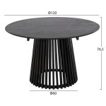 ΣΕΤ ΤΡΑΠΕΖΑΡΙΑΣ 5ΤΜΧ OSLO HM21075.01 ΣΤΡΟΓΓΥΛΟ ΤΡΑΠΕΖΙ Φ120εκ. & 4 ΚΑΡΕΚΛΕΣ-ΜΑΥΡΟ - Image 2