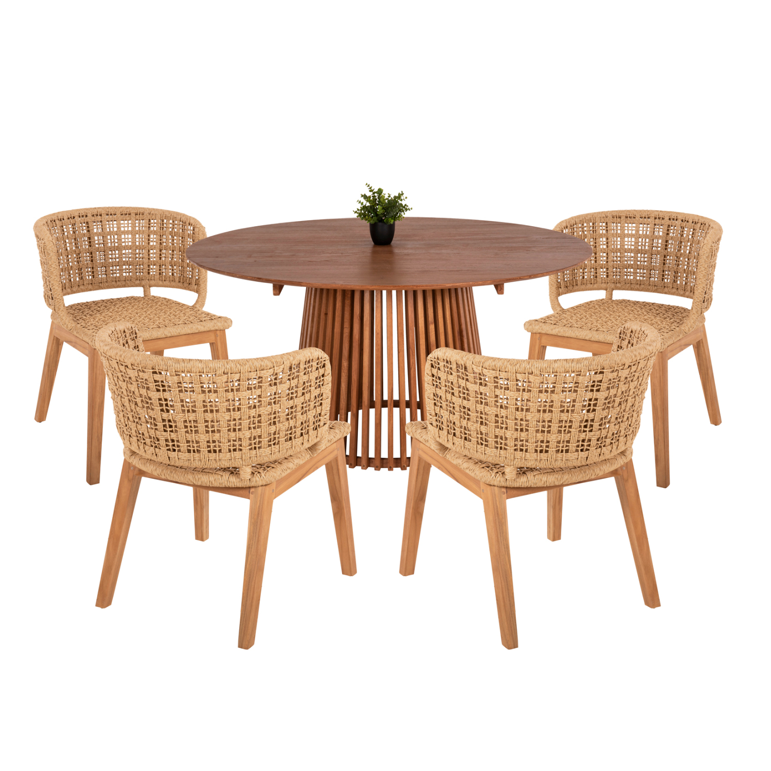 set-trapezarias-5tmch-fb92107602-stroggy ΣΕΤ ΤΡΑΠΕΖΑΡΙΑΣ 5ΤΜΧ FARLEY HM21076.02 ΣΤΡΟΓΓΥΛΟ ΤΡΑΠΕΖΙ Φ150εκ. & 4 ΚΑΡΕΚΛΕΣ - Image 1