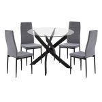 ΣΕΤ ΤΡΑΠΕΖΑΡΙΑΣ 5ΤΜΧ LADY HM21199.01 ΓΥΑΛΙ--ΜΕΤΑΛΛΟ ΣΕ ΜΑΥΡΟ & ΒΕΛΟΥΔΟ ΓΚΡΙ