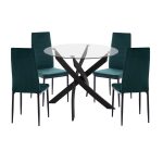 ΣΕΤ ΤΡΑΠΕΖΑΡΙΑΣ 5ΤΜΧ LADY HM21199.03 ΓΥΑΛΙ--ΜΕΤΑΛΛΟ ΣΕ ΜΑΥΡΟ & ΒΕΛΟΥΔΟ ΚΥΠΑΡΙΣΣΙ