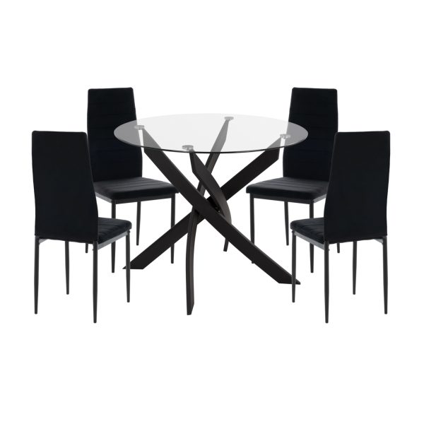 ΣΕΤ ΤΡΑΠΕΖΑΡΙΑΣ 5ΤΜΧ LADY HM21199.04 ΓΥΑΛΙ--ΜΕΤΑΛΛΟ & ΒΕΛΟΥΔΟ ΣΕ ΜΑΥΡΟ