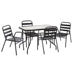 ΣΕΤ ΤΡΑΠΕΖΑΡΙΑΣ 5ΤΜΧ ADAM HM21219.01 ΚΑΡΕΚΛΕΣ ΜΕΤΑΛΛΙΚΕΣ & ΤΡΑΠΕΖΙ 110x60 ΜΑΥΡΟ