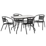 ΣΕΤ ΤΡΑΠΕΖΑΡΙΑΣ 5ΤΜΧ ADAM HM21220.03 ΚΑΡΕΚΛΕΣ ΜΕΤΑΛΛΙΚΕΣ & ΤΡΑΠΕΖΙ 110x60 ΜΑΥΡΟ
