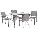 ΣΕΤ ΤΡΑΠΕΖΑΡΙΑΣ 5ΤΜΧ REDAN HM21223 ΤΡΑΠΕΖΙ & 4 ΠΟΛΥΘΡΟΝΕΣ ΣΕ ΓΚΡΙ