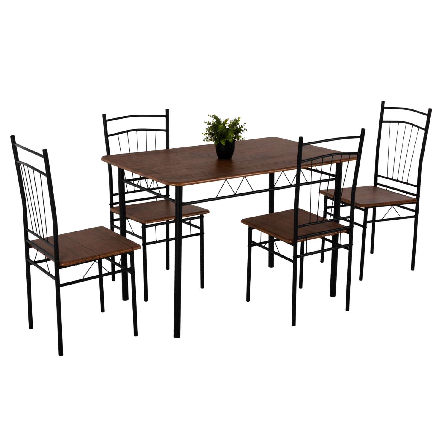set-trapezarias-5tmch-fb9941611-metallo- ΣΕΤ ΤΡΑΠΕΖΑΡΙΑΣ 5ΤΜΧ PEARY HM9416.11 ΜΕΤΑΛΛΟ ΜΑΥΡΟ-MDF ΚΑΡΥΔΙ 110x60x74Yεκ. - Image 1