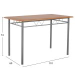 ΣΕΤ ΤΡΑΠΕΖΑΡΙΑΣ 5ΤΜΧ PEARY HM9416.12 ΜΕΤΑΛΛΟ ΑΣΗΜΙ-MDF ΣΟΝΑΜΑ 110x60x74Yεκ. - Image 3