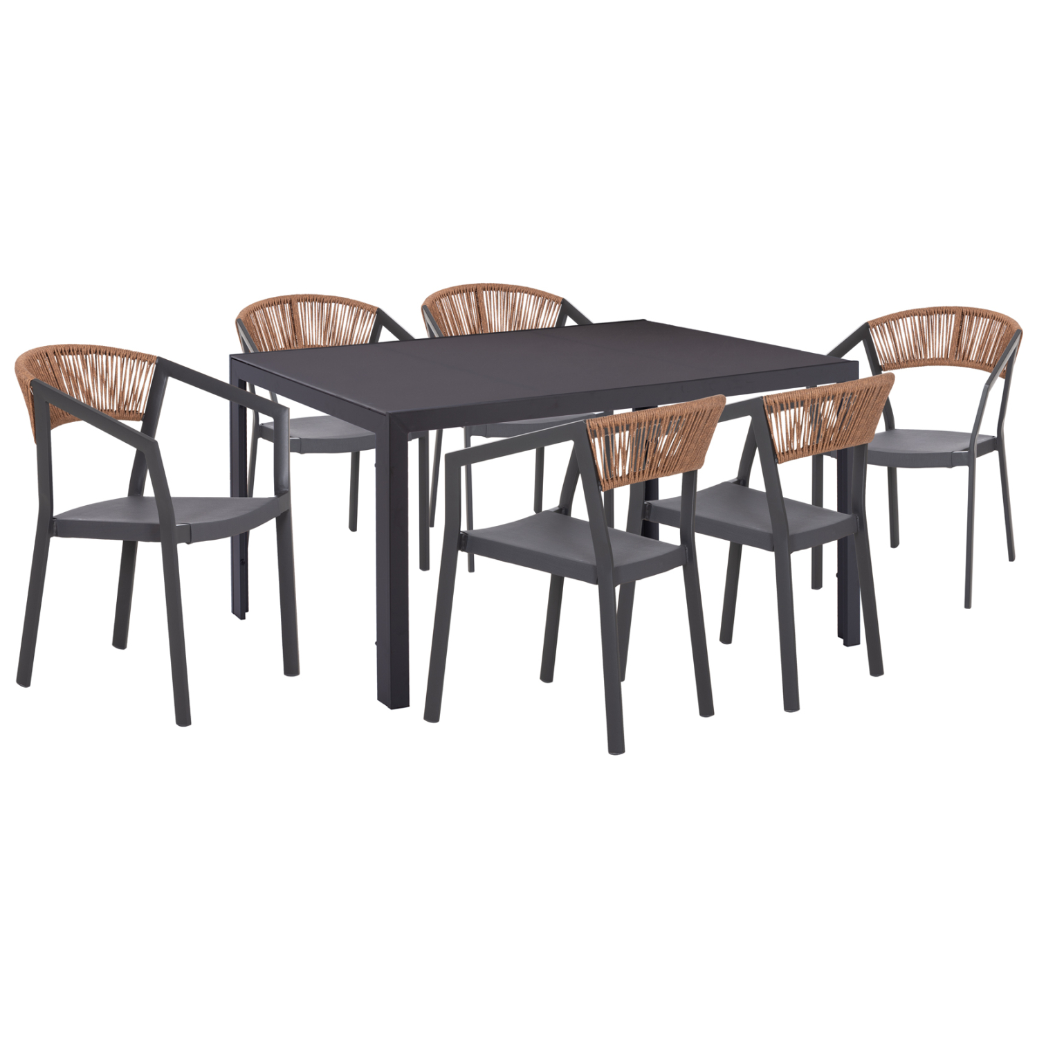 set-trapezarias-7tmch-fb91087501-trapezi ΣΕΤ ΤΡΑΠΕΖΑΡΙΑΣ 7ΤΜΧ MIRI HM10875.01 ΤΡΑΠΕΖΙ ΜΕΤΑΛΛΙΚΟ ΓΚΡΙ--ΚΑΡΕΚΛΕΣ ΑΛΟΥΜΙΝΙΟΥ - Image 1