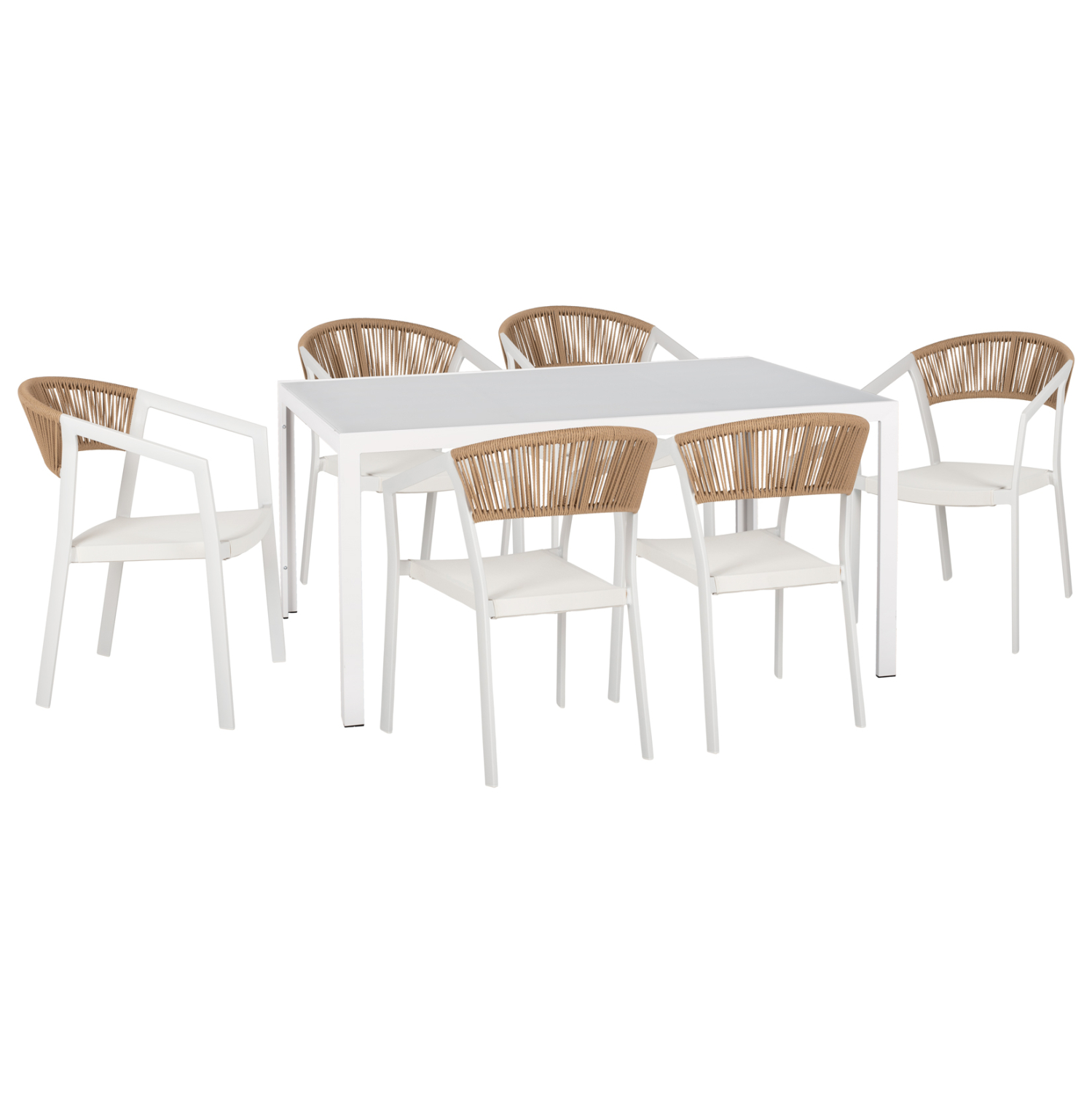 set-trapezarias-7tmch-fb91087503-trapezi ΣΕΤ ΤΡΑΠΕΖΑΡΙΑΣ 7ΤΜΧ MIRI HM10875.03 ΤΡΑΠΕΖΙ ΜΕΤΑΛ.ΛΕΥΚΟ--ΚΑΡΕΚΛΕΣ ΑΛΟΥΜΙΝΙΟΥ - Image 1
