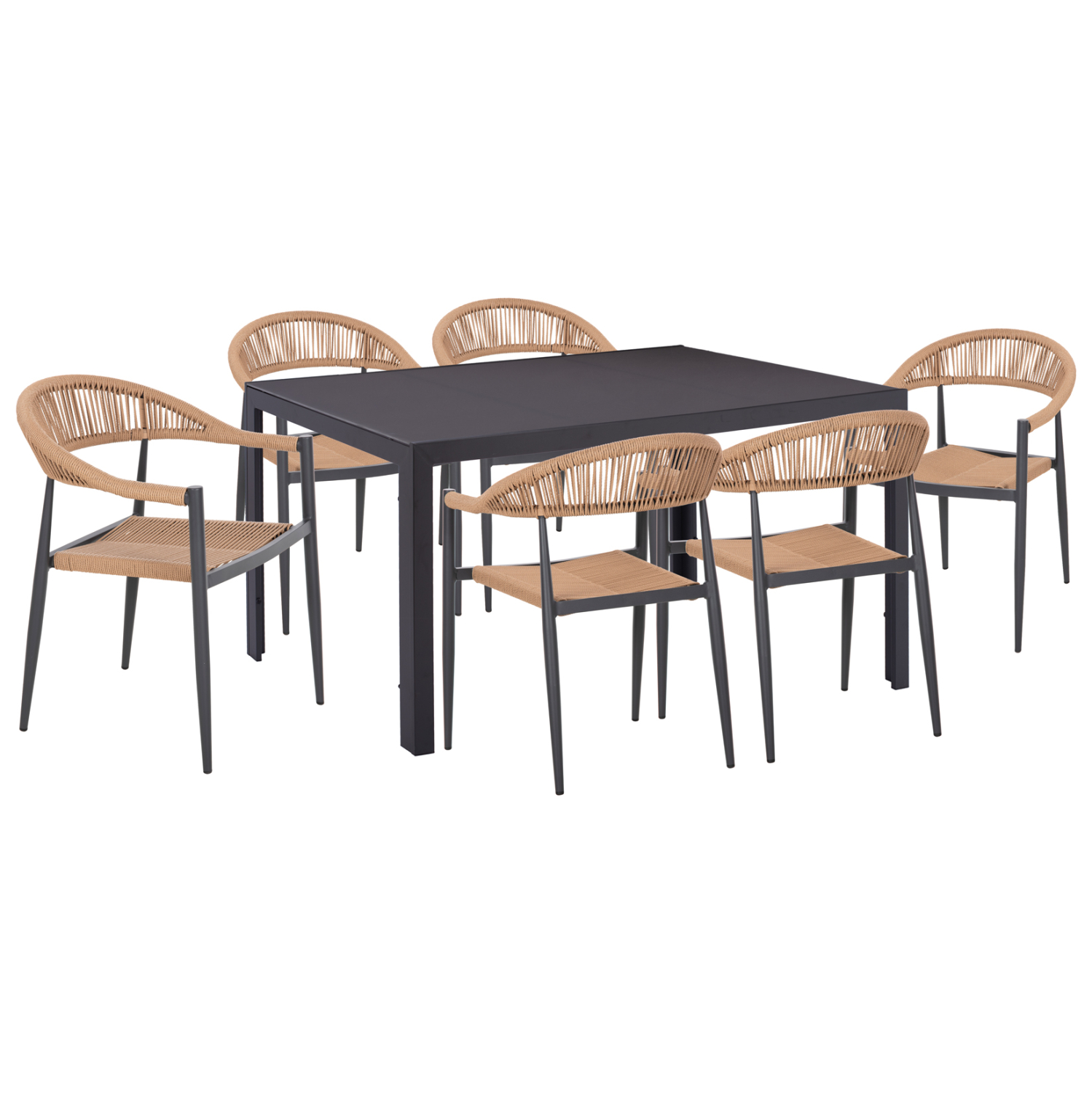 set-trapezarias-7tmch-fb91087701-trapezi ΣΕΤ ΤΡΑΠΕΖΑΡΙΑΣ 7ΤΜΧ GRET HM10877.01 ΤΡΑΠΕΖΙ ΜΕΤΑΛ.ΓΚΡΙ--ΚΑΡΕΚΛΕΣ ΑΛΟΥΜΙΝΙΟΥ - Image 1