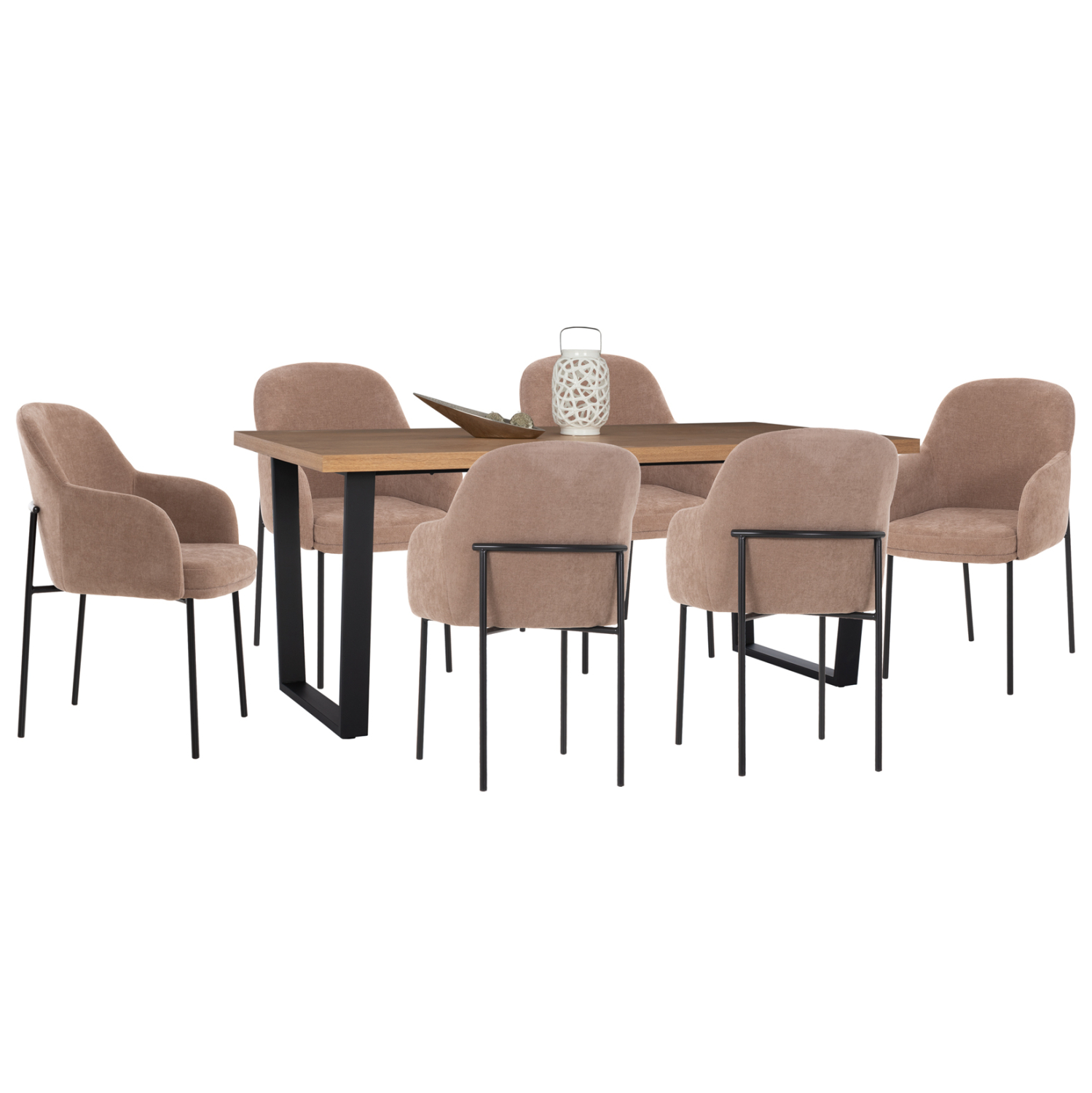 set-trapezarias-7tmch-fb91094903-mdf-top ΣΕΤ ΤΡΑΠΕΖΑΡΙΑΣ 7ΤΜΧ MANIDO HM10949.03 MDF TOP--ΥΦΑΣΜΑ TAUPE & ΜΕΤΑΛΛΟ ΜΑΥΡΟ - Image 1