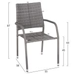 ΣΕΤ ΤΡΑΠΕΖΑΡΙΑΣ ΕΞ.ΧΩΡΟΥ 5ΤΜΧ MORNER HM21008 ΜΕΤΑΛΛΟ & WICKER ΣΕ ΓΚΡΙ - Image 3