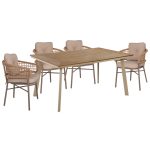 ΣΕΤ ΤΡΑΠΕΖΑΡΙΑΣ TABER HM10841.01 ΤΡΑΠΕΖΙ & 4 ΠΟΛΥΘΡΟΝΕΣ-ΑΛΟΥΜΙΝΙΟ & POLYWOOD-MOKA