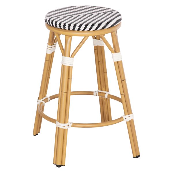 ΣΚΑΜΠΟ ΑΛΟΥΜΙΝΙΟΥ ΜΕΣ.ΥΨΟΥΣ CHINO HM6286.03 BAMBOO LOOK & TEXTILENE ΜΑΥΡΟ 43x43x65Υεκ