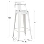 ΣΚΑΜΠΟ BAR ME ΠΛΑΤΗ ΜΕΤΑΛΛΙΚΟ MELITA-PRO HM8643.41 ΛΕΥΚΟ ΜΑΤ 42x42x100Υεκ. - Image 2