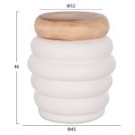 ΣΚΑΜΠΟ PUFFAT HM18172.02 FIBER CEMENT ΛΕΥΚΟ- ΞΥΛΟ TEAK TOP Φ45x46Υεκ. - Image 2