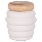 ΣΚΑΜΠΟ PUFFAT HM18172.02 FIBER CEMENT ΛΕΥΚΟ- ΞΥΛΟ TEAK TOP Φ45x46Υεκ.