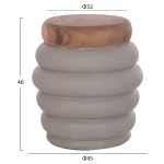 ΣΚΑΜΠΟ PUFFAT HM18172.03 FIBER CEMENT ΓΚΡΙ- ΞΥΛΟ TEAK TOP Φ45x46Υεκ. - Image 2