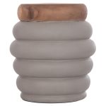 ΣΚΑΜΠΟ PUFFAT HM18172.03 FIBER CEMENT ΓΚΡΙ- ΞΥΛΟ TEAK TOP Φ45x46Υεκ. - Image 3