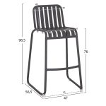 ΣΚΑΜΠΟ ΜΠΑΡ ΑΛΟΥΜΙΝΙΟΥ RACHEL HM6341.01 ΓΚΡΙ 47x56,5x98,5Υεκ. - Image 2