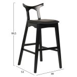 ΣΚΑΜΠΟ ΜΠΑΡ USOPP HM9951.02 RUBBERWOOD & PU ΣΕ ΜΑΥΡΟ 49x53x99,5Υεκ. - Image 2