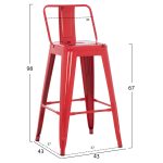 ΣΚΑΜΠΟ ΜΠΑΡ ΜΕΣΑΙΟΥ ΥΨΟΥΣ ΜΕΤΑΛΛΙΚΟ MELITA-PRO HM8574.44 ΚΟΚΚΙΝΟ 43x43x88Υεκ. - Image 2