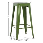 ΣΚΑΜΠΟ ΜΠΑΡ ΜΕΤΑΛΛΙΚΟ MELITA-PRO HM8642.53 ΣΕ LIGHT OLIVE GREEN 43x43x78Υεκ. - Image 2