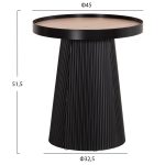 ΤΡΑΠΕΖΑΚΙ ΒΟΗΘΗΤΙΚΟ DENTON HM18023.01 MDF TOP ΦΥΣΙΚΟ ΞΥΛΟΥ-ΒΑΣΗ ΜΑΥΡΗ Φ45x51,5Υεκ. - Image 2