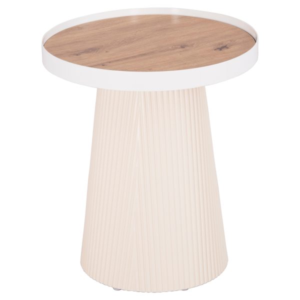 ΤΡΑΠΕΖΑΚΙ ΒΟΗΘΗΤΙΚΟ DENTON HM18023.02 MDF TOP ΦΥΣΙΚΟ ΞΥΛΟΥ-ΒΑΣΗ ΛΕΥΚΗ Φ45x51,5Υεκ.