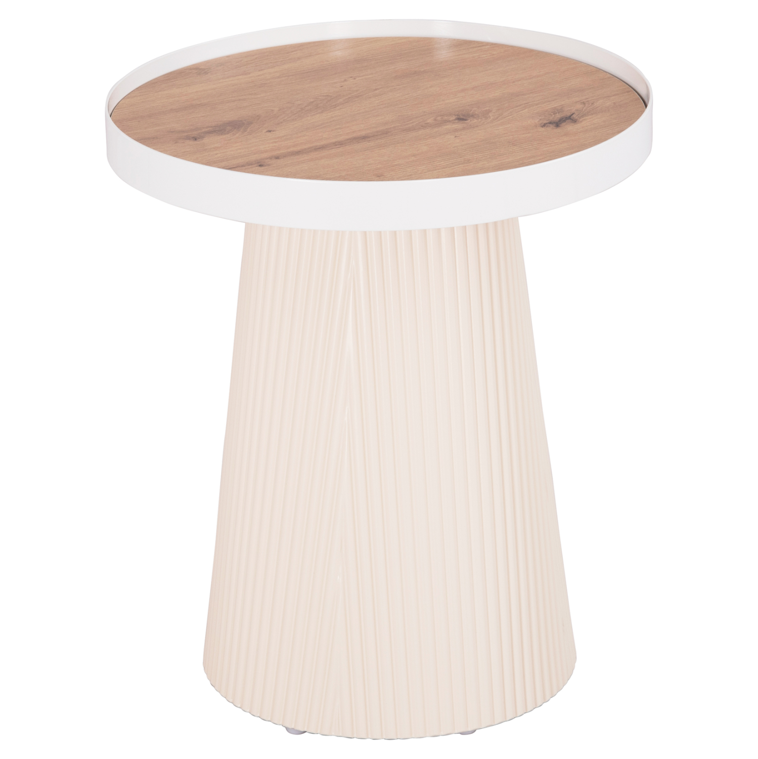 trapezaki-boithitiko-fb91802302-mdf-top- ΤΡΑΠΕΖΑΚΙ ΒΟΗΘΗΤΙΚΟ DENTON HM18023.02 MDF TOP ΦΥΣΙΚΟ ΞΥΛΟΥ-ΒΑΣΗ ΛΕΥΚΗ Φ45x51,5Υεκ. - Image 1