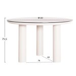 ΤΡΑΠΕΖΙ ΑΛΟΥΜΙΝΙΟΥ DOSUN HM6201.02 ΚΡΕΜ ΣΚΕΛΕΤΟΣ-3D PRINT ΓΥΑΛΙ-ΚΕΡΑΜΙΚΟ LOOK Φ120εκ - Image 2