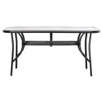 ΤΡΑΠΕΖΙ BRUNO 150X90Χ72Υεκ. ΜΕΤΑΛΛΙΚΟ ΜΑΥΡΟ ΜΕ ΓΥΑΛΙΝΗ ΕΠΙΦΑΝΕΙΑ HM5145.03 - Image 3