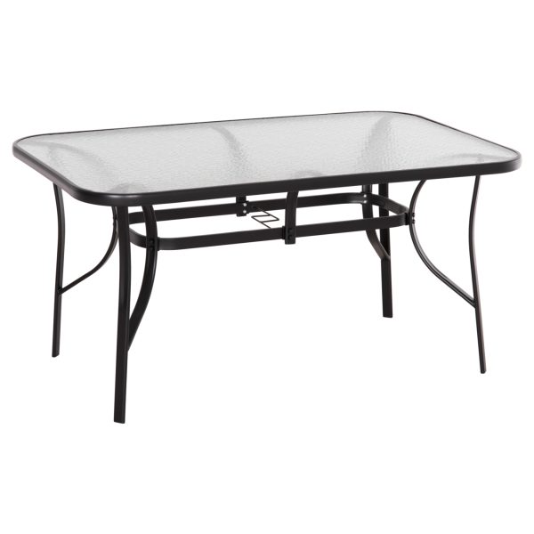 ΤΡΑΠΕΖΙ BRUNO 150X90Χ72Υεκ. ΜΕΤΑΛΛΙΚΟ ΜΑΥΡΟ ΜΕ ΓΥΑΛΙΝΗ ΕΠΙΦΑΝΕΙΑ HM5145.03