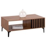 ΤΡΑΠΕΖΙ ΣΑΛΟΝΙΟΥ ΣΕΙΡΑ HARRY HM18007.01 ΜΕΛΑΜΙΝΗ ΦΥΣΙΚΟ ΞΥΛΟΥ-ΜΑΥΡΟ 110x60x43,5Υεκ.